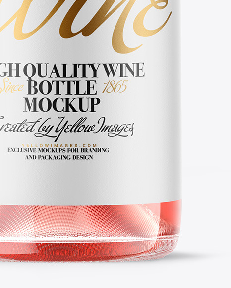 Clear Glass Pink Wine Bottle Mockup