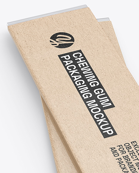 Chewing Gum Sticks in Kraft Paper Sleeve Mockup