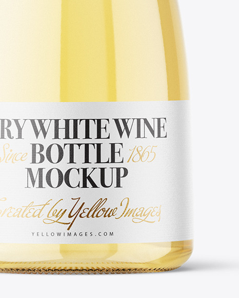 Clear Glass White Wine Bottle Mockup