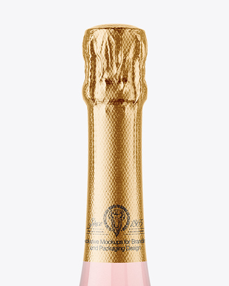 Clear Glass Pink Wine Bottle Mockup