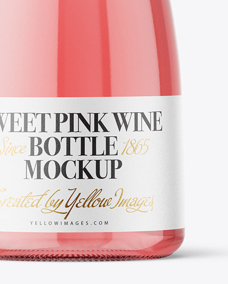 Clear Glass Pink Wine Bottle Mockup