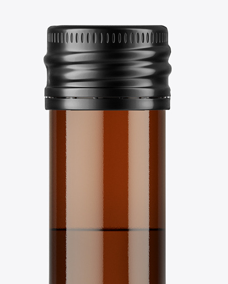 Square Amber Glass Bottle w/ Metallic Cap Mockup