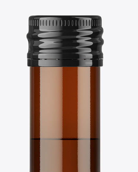 Square Amber Glass Bottle w/ Metallic Cap Mockup
