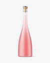 Frosted Glass Pink Wine Bottle Mockup