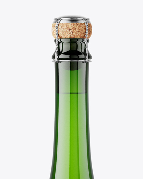 Green Glass White Wine Bottle Mockup