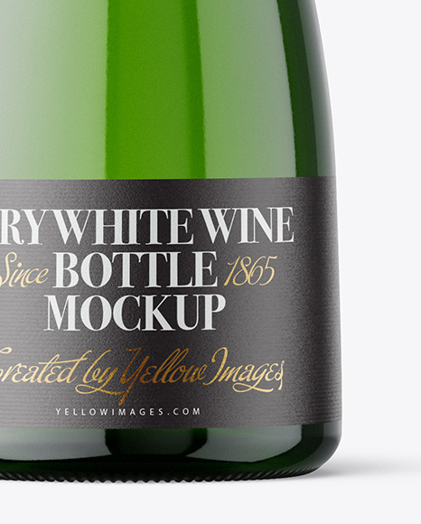 Green Glass White Wine Bottle Mockup