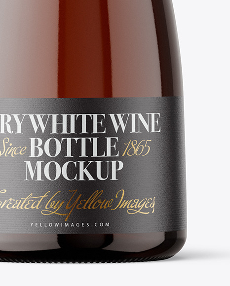 Amber Glass White Wine Bottle Mockup Amber Glass White Wine Bottle Mockup