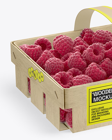 Wooden Basket w/ Raspberry Mockup