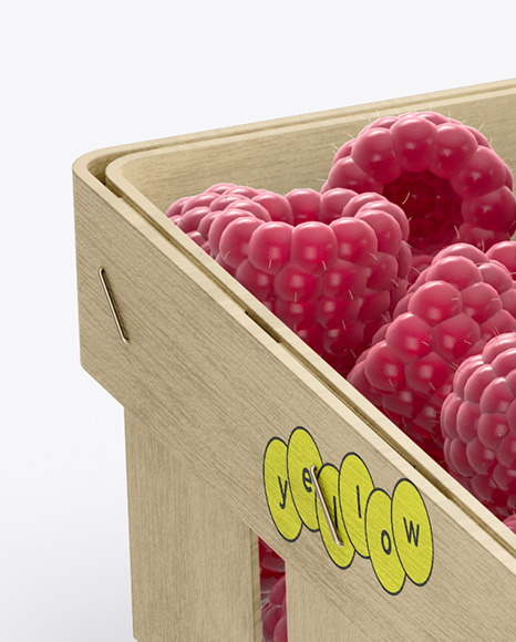 Wooden Basket w/ Raspberry Mockup