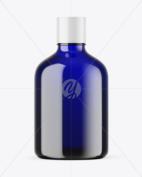 Blue Glass Essential Oil Bottle Mockup