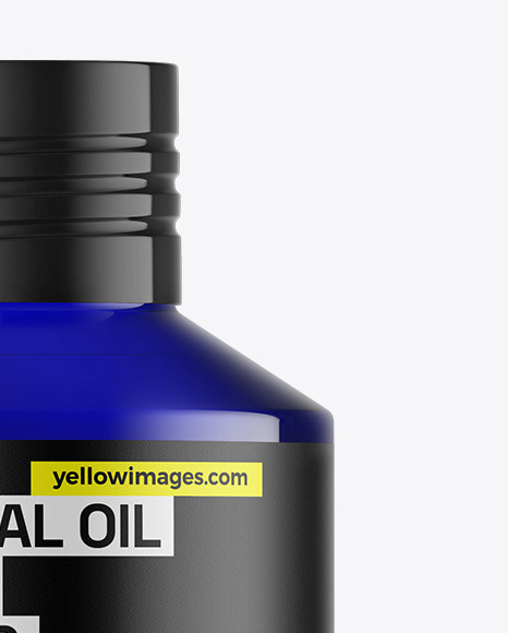 Blue Glass Essential Oil Bottle Mockup