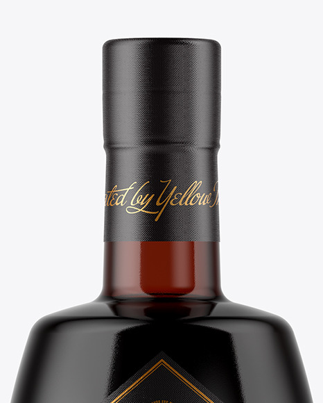 Amber Glass Bottle with Black Rum Mockup