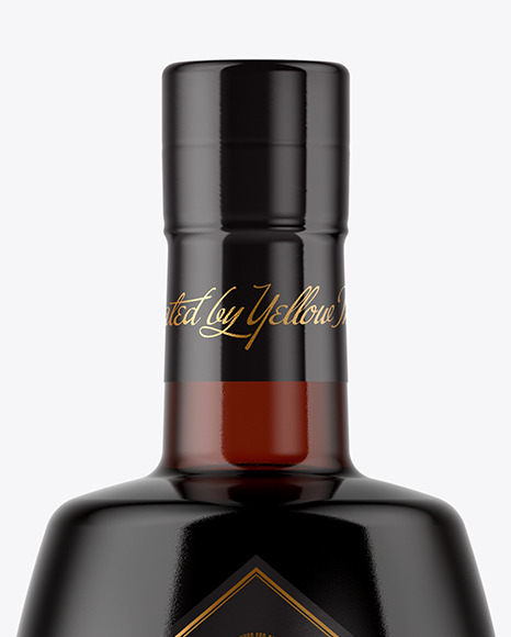 Amber Glass Bottle with Black Rum Mockup