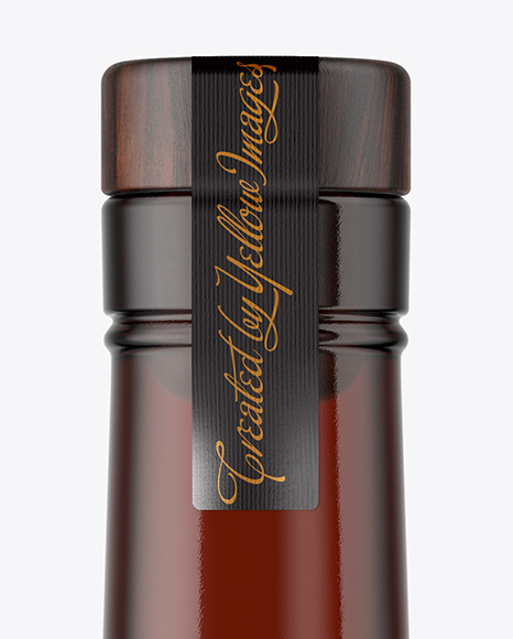 Amber Glass Bottle with Black Rum Mockup