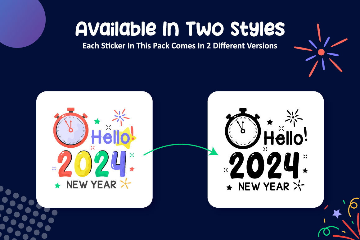 Happy New Year 2024 Stickers