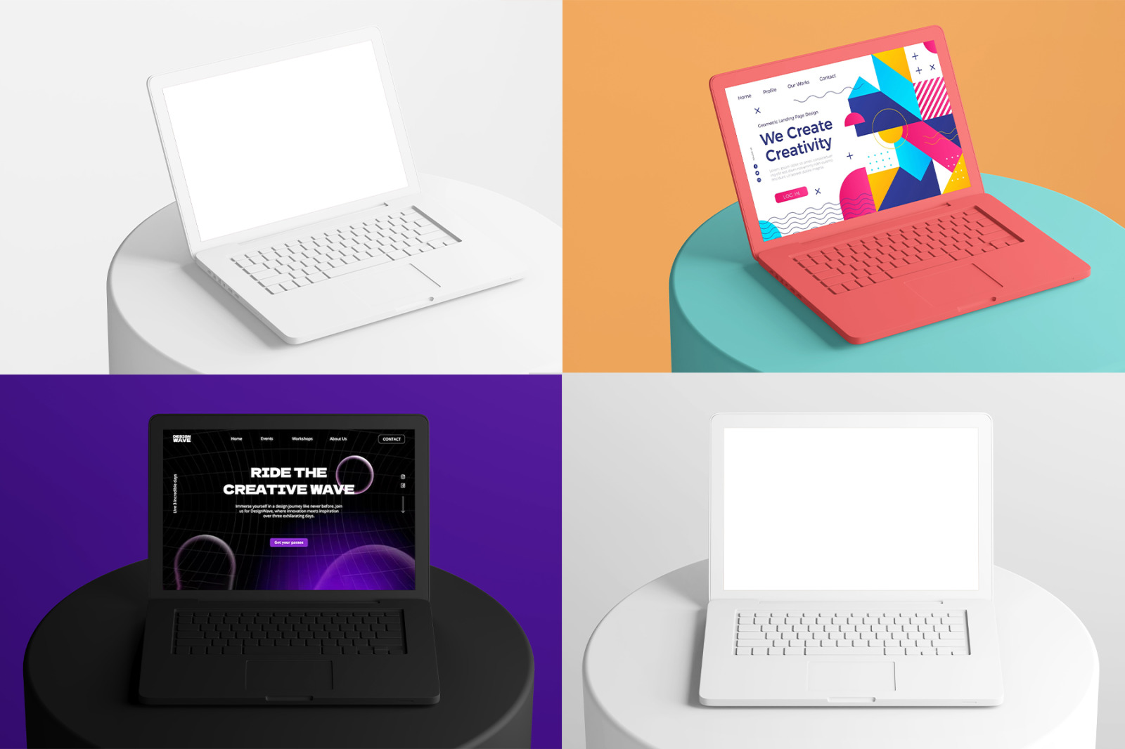Clay Matte Macbook Laptop Device Mockup Set Clay Matte Macbook Laptop Device Mockup Set