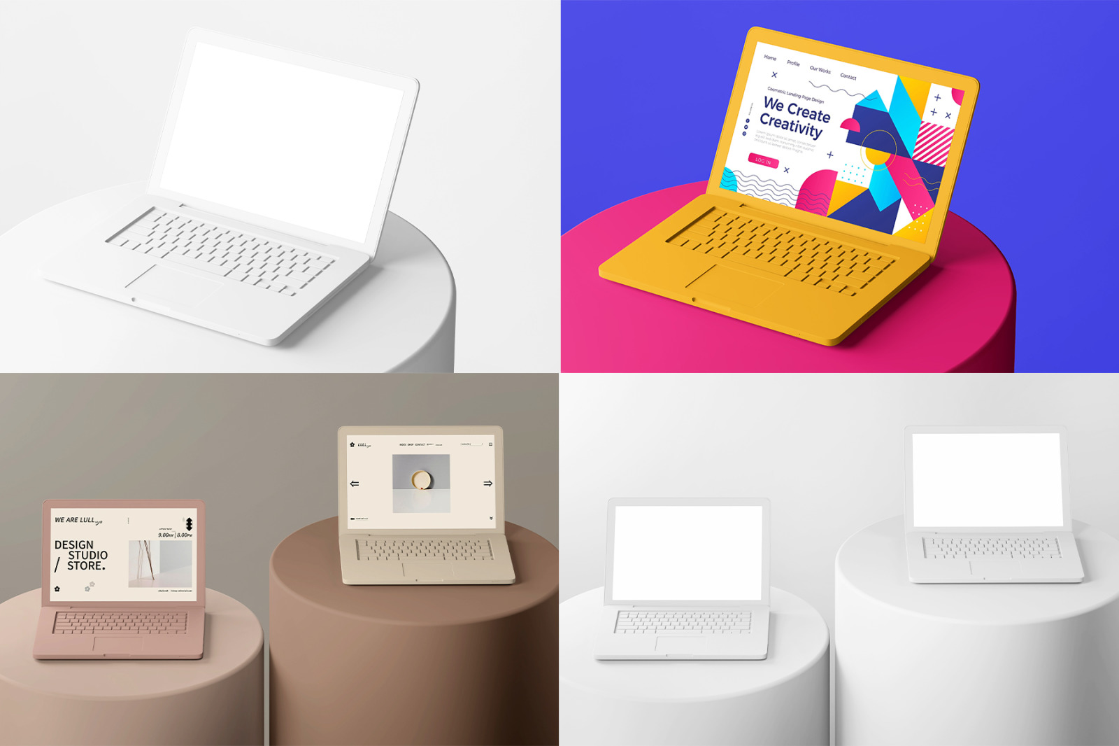 Clay Matte Macbook Laptop Device Mockup Set Clay Matte Macbook Laptop Device Mockup Set
