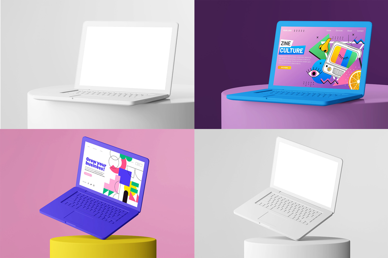 Clay Matte Macbook Laptop Device Mockup Set Clay Matte Macbook Laptop Device Mockup Set