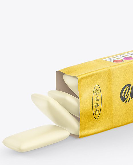 Kraft Paper Packaging w/ Chewing Gum Pads Mockup