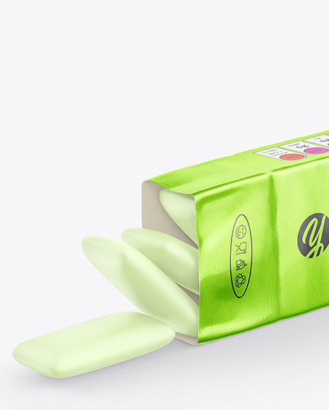 Metallic Packaging w/ Chewing Gum Pads Mockup