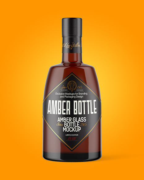 Amber Glass Bottle Mockup