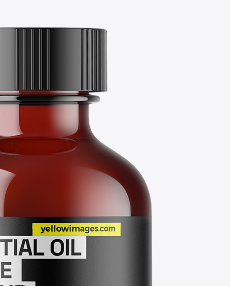 Dark Amber Glass Essential Oil Bottle Mockup