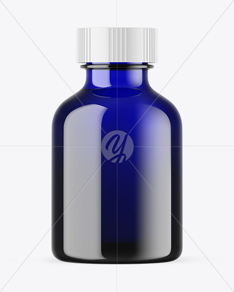 Blue Glass Essential Oil Bottle Mockup