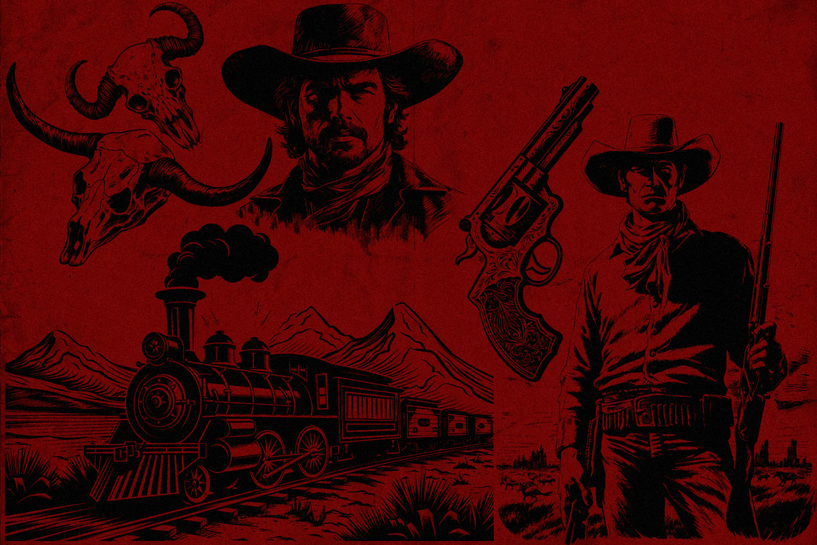 300+ Wild West Western illustrations