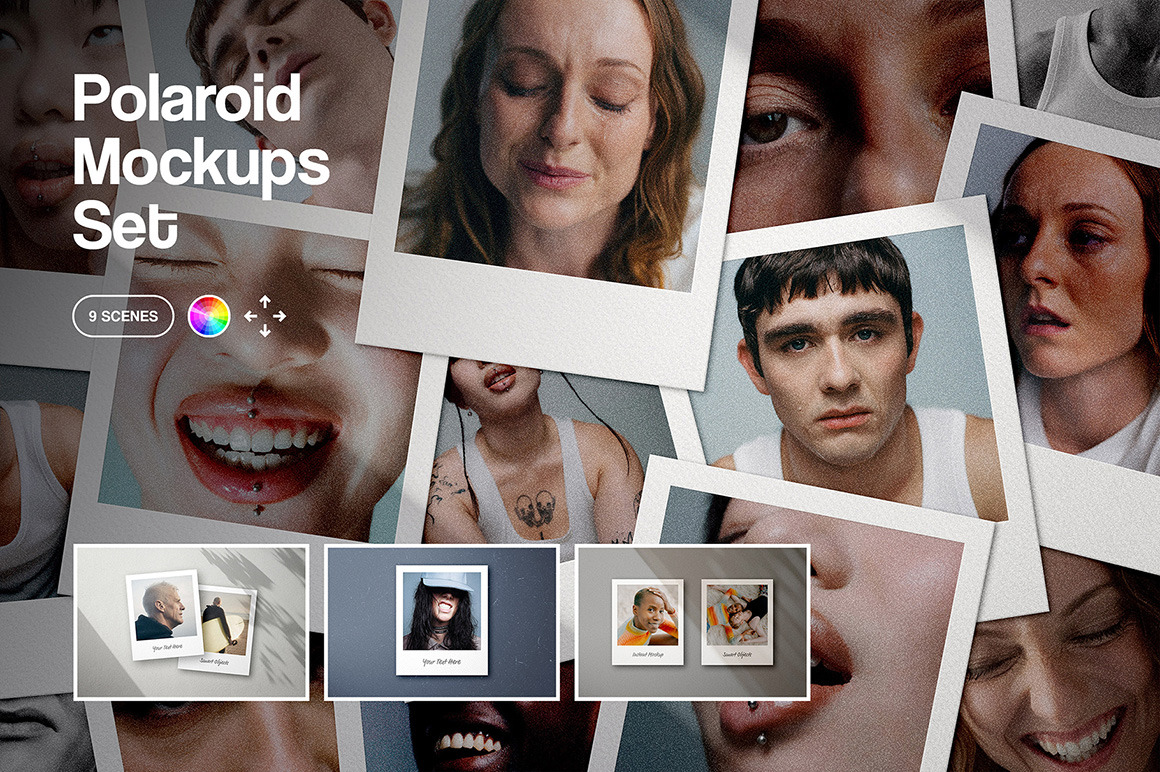 Instant Polaroid Frame Mockups Collection Instant Polaroid Frame Mockups Collection