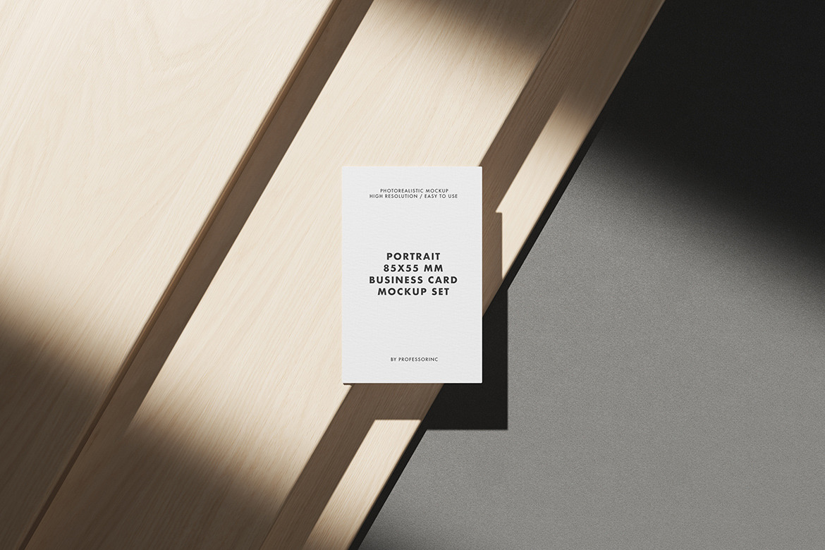 Portrait 85x55 Business Card Mockup Set