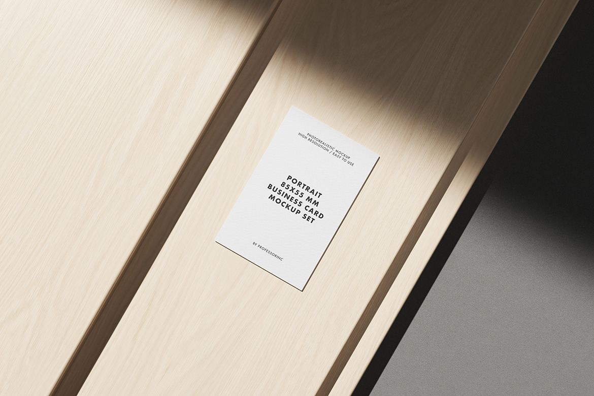 Portrait 85x55 Business Card Mockup Set