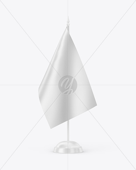 Desk Flag Mockup with Metallic Canvas