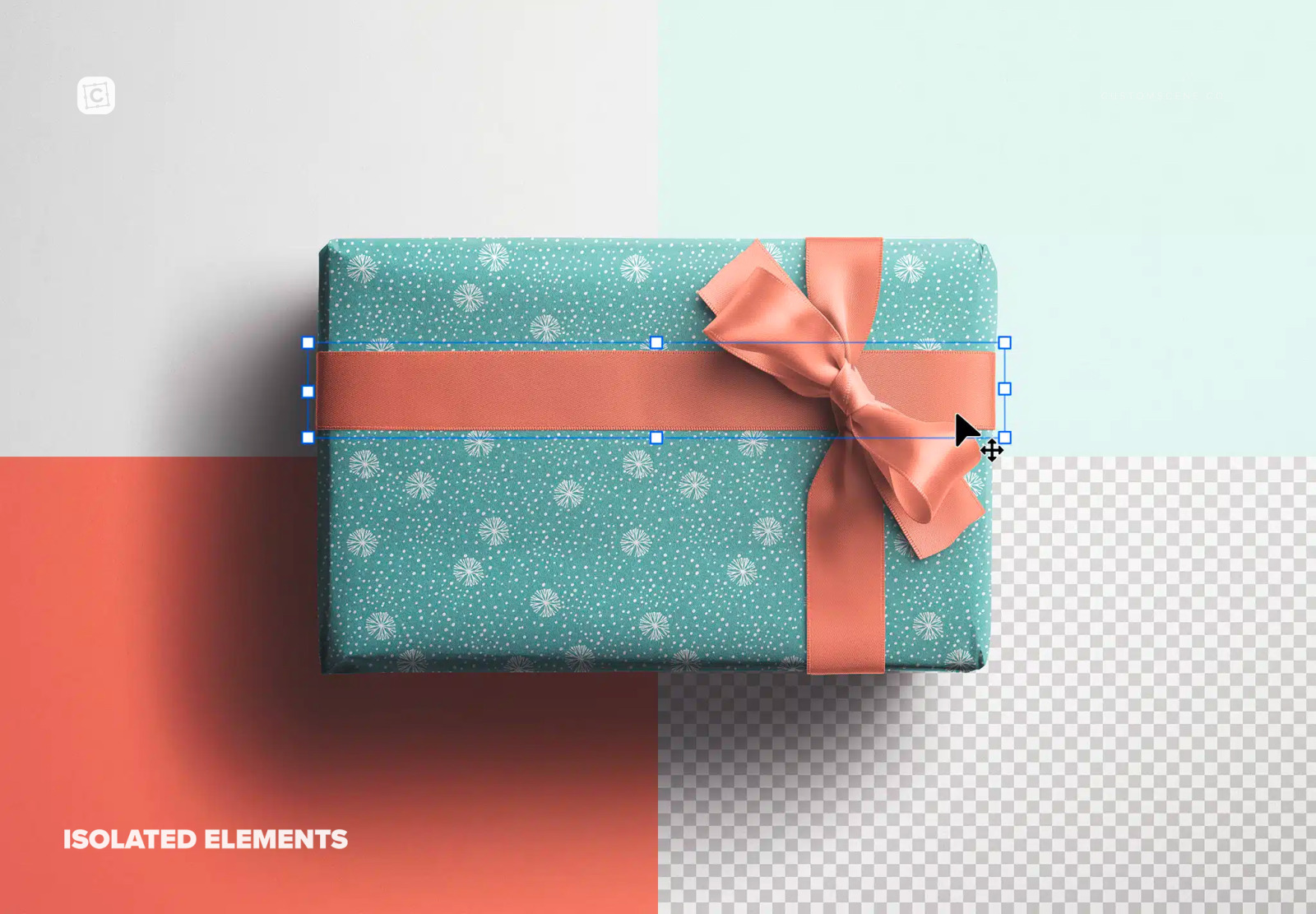 Gift Box Mockup with Bow and Silk Ribbons