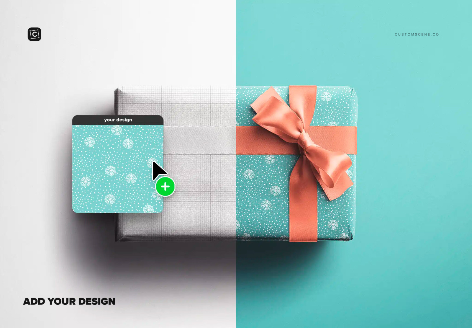 Gift Box Mockup with Bow and Silk Ribbons Gift Box Mockup with Bow and Silk Ribbons