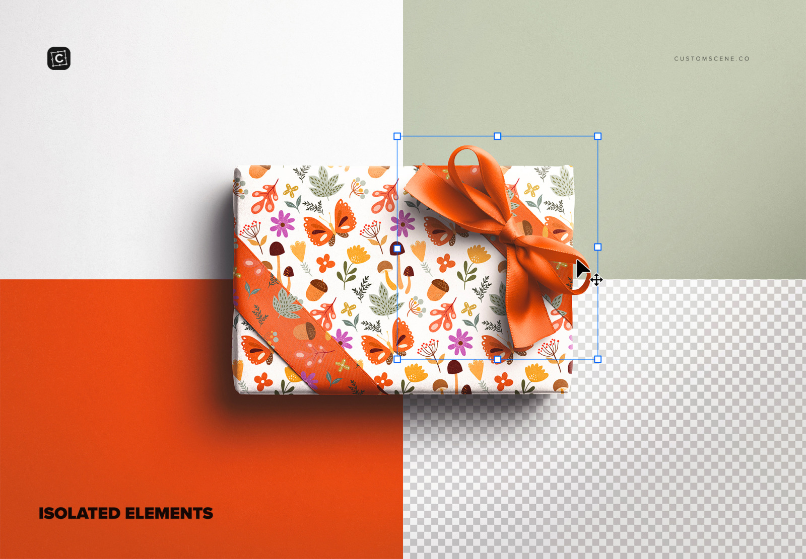 Gift Box Mockup with Bow and Silk Ribbons Gift Box Mockup with Bow and Silk Ribbons