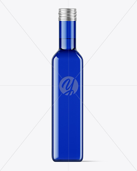 Blue Glass Square Bottle Mockup