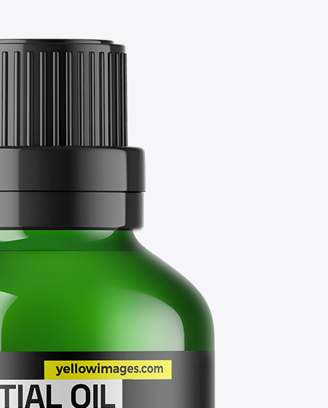 Green Glass Essential Oil Bottle Mockup