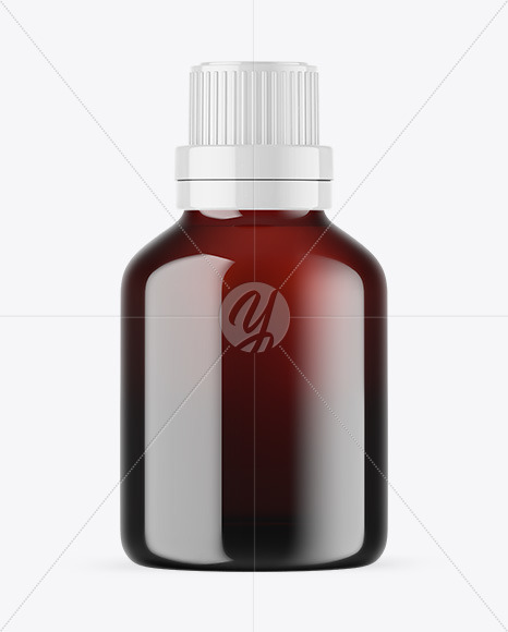 Dark Amber Glass Essential Oil Bottle Mockup