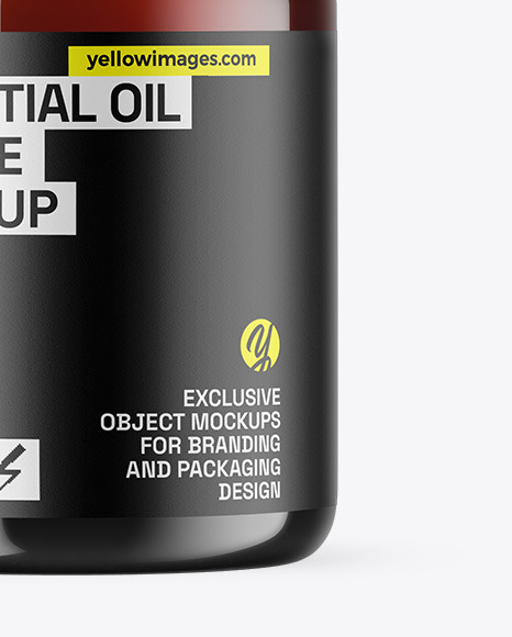 Dark Amber Glass Essential Oil Bottle Mockup