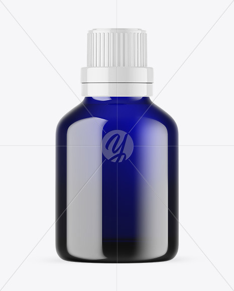 Blue Glass Essential Oil Bottle Mockup