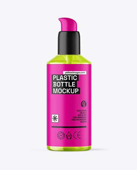Clear Cosmetic Bottle with Pump Mockup
