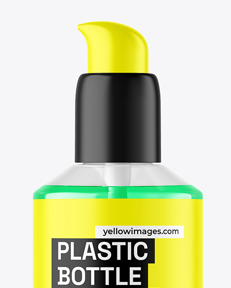 Color Liquid Cosmetic Bottle with Pump Mockup