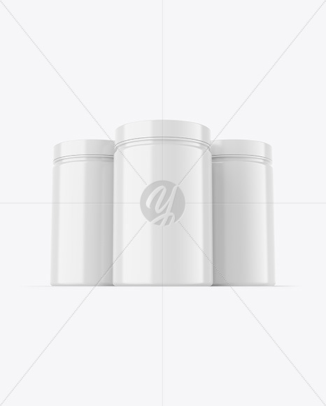 Three Glossy Jars Mockup