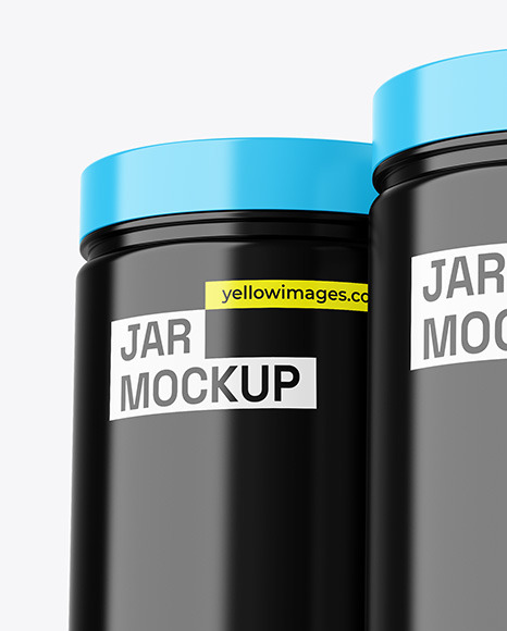 Three Glossy Jars Mockup