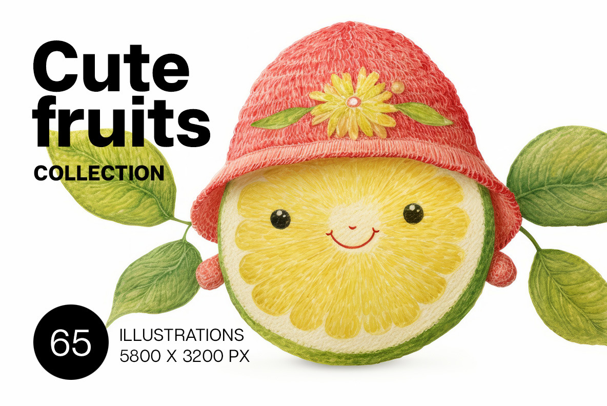 Cute fruits. Collection Cute fruits. Collection