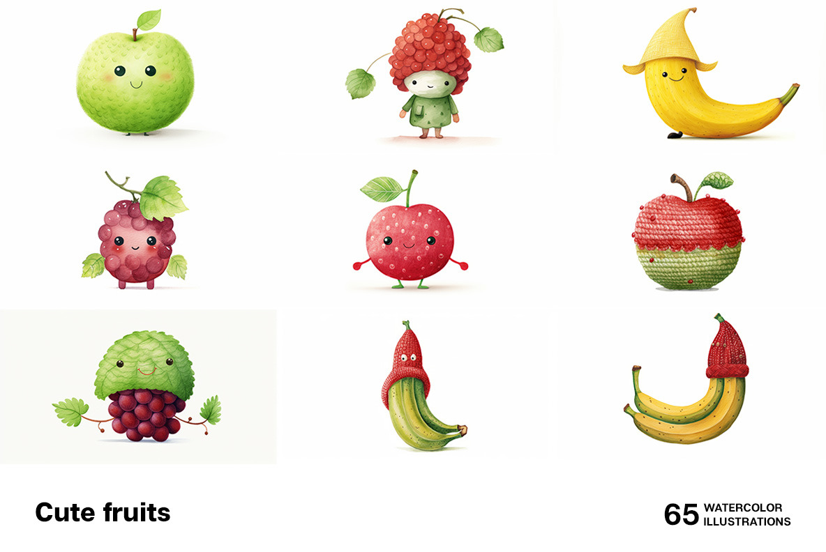 Cute fruits. Collection