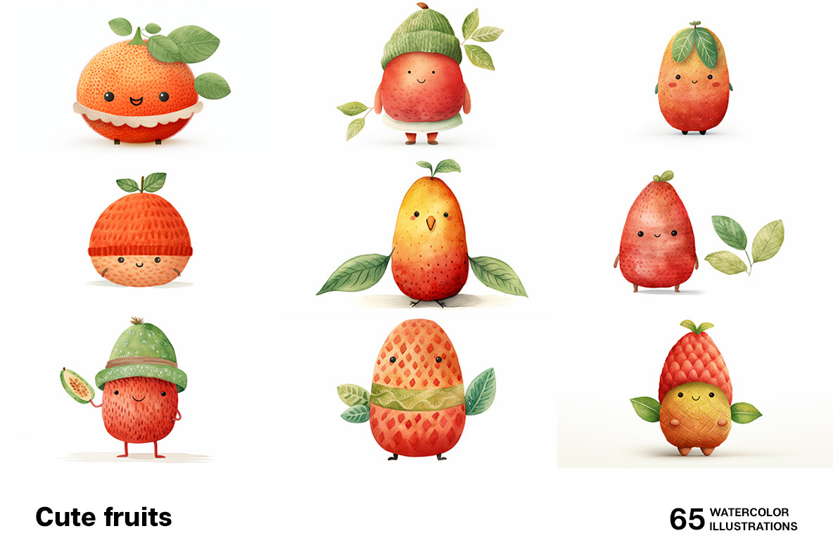 Cute fruits. Collection