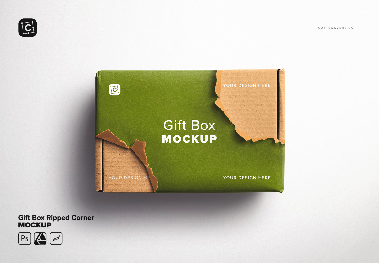 Gift Box Ripped Corner Mockup