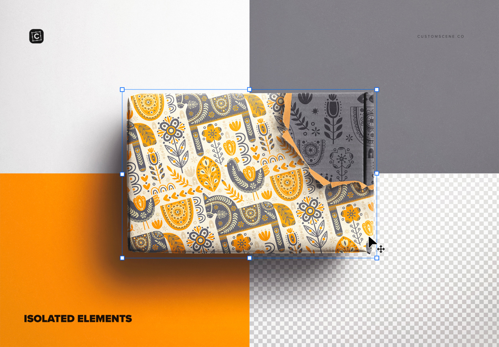 Gift Box Ripped Corner Mockup