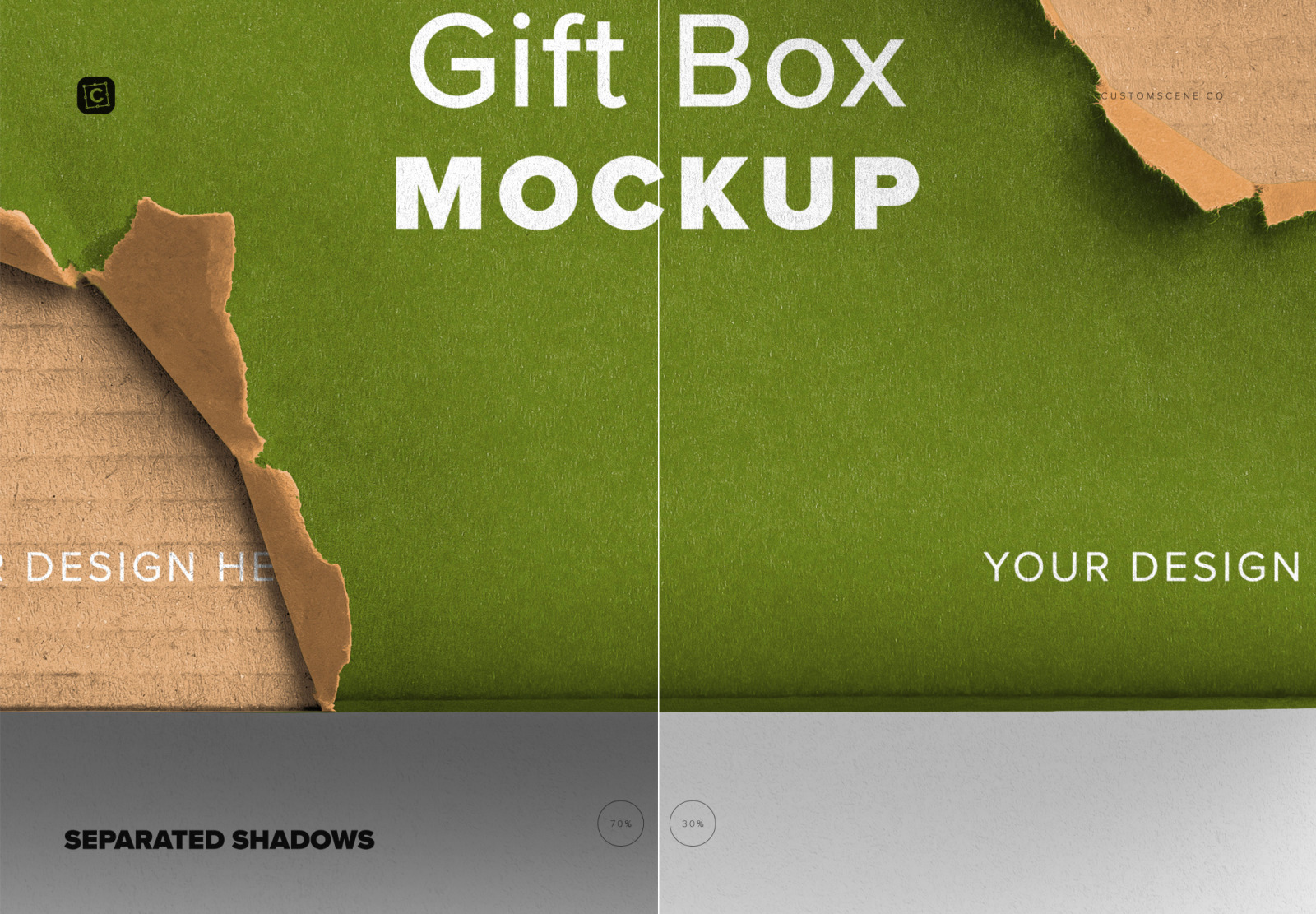 Gift Box Ripped Corner Mockup